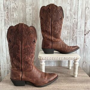 Justin Boots Brown Western Cowboy Boots Leather Womens Size 7
